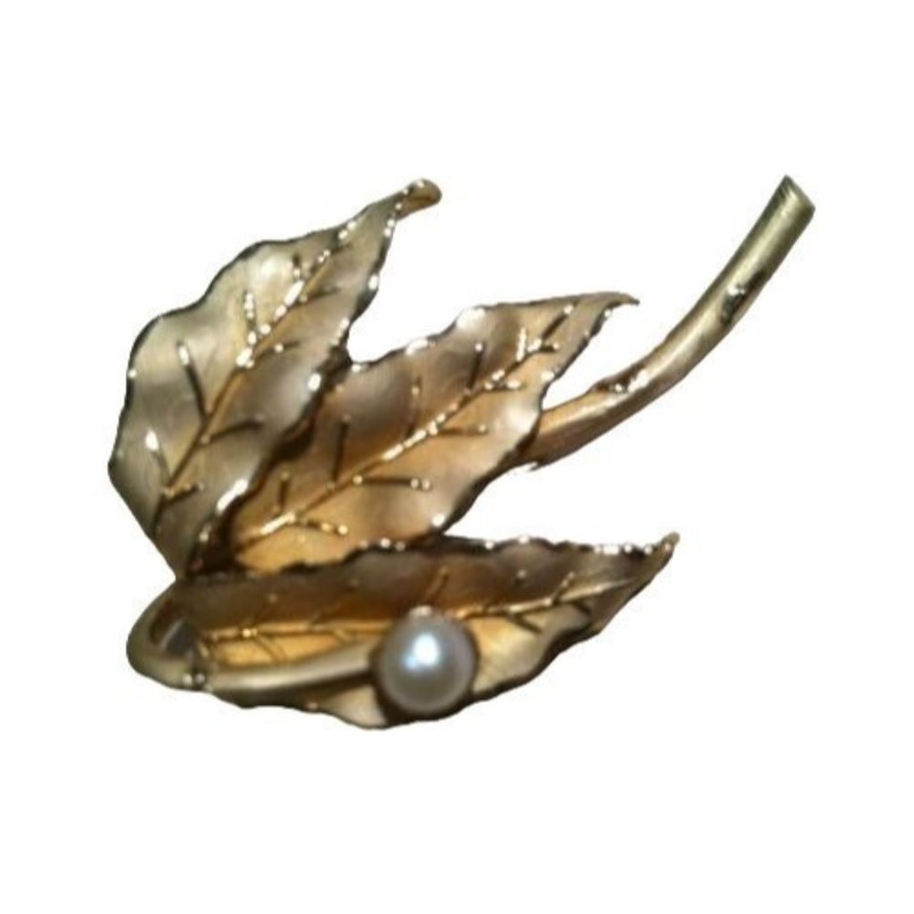 DANECRAFT 1/20 12K Gold Filled Pin Real Pearl Brooch Pin Vintage Semi Precious J